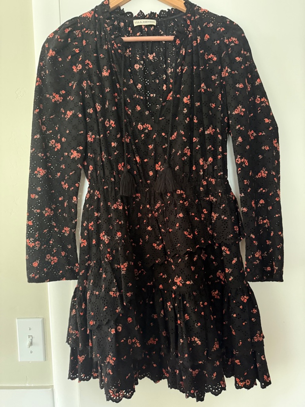 Ulla Johnson STUNNING Black Dress with Floral Print